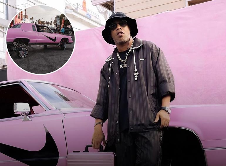 Ronaldinho pulled up to Venice Beach in a pink Nike Lowrider