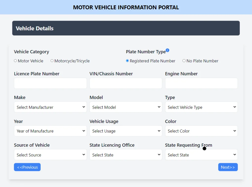 vehicle detail on emcr Nigeria