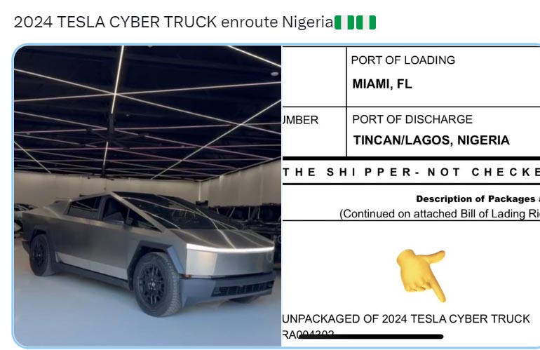 2024 TESLA CYBER TRUCK enroute Nigeria