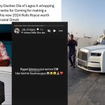 Don Jazzy Dashes Ola of Lagos of his new 2024 Rolls Royce worth almost 2 billion naira