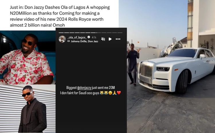 Don Jazzy Dashes Ola of Lagos of his new 2024 Rolls Royce worth almost 2 billion naira